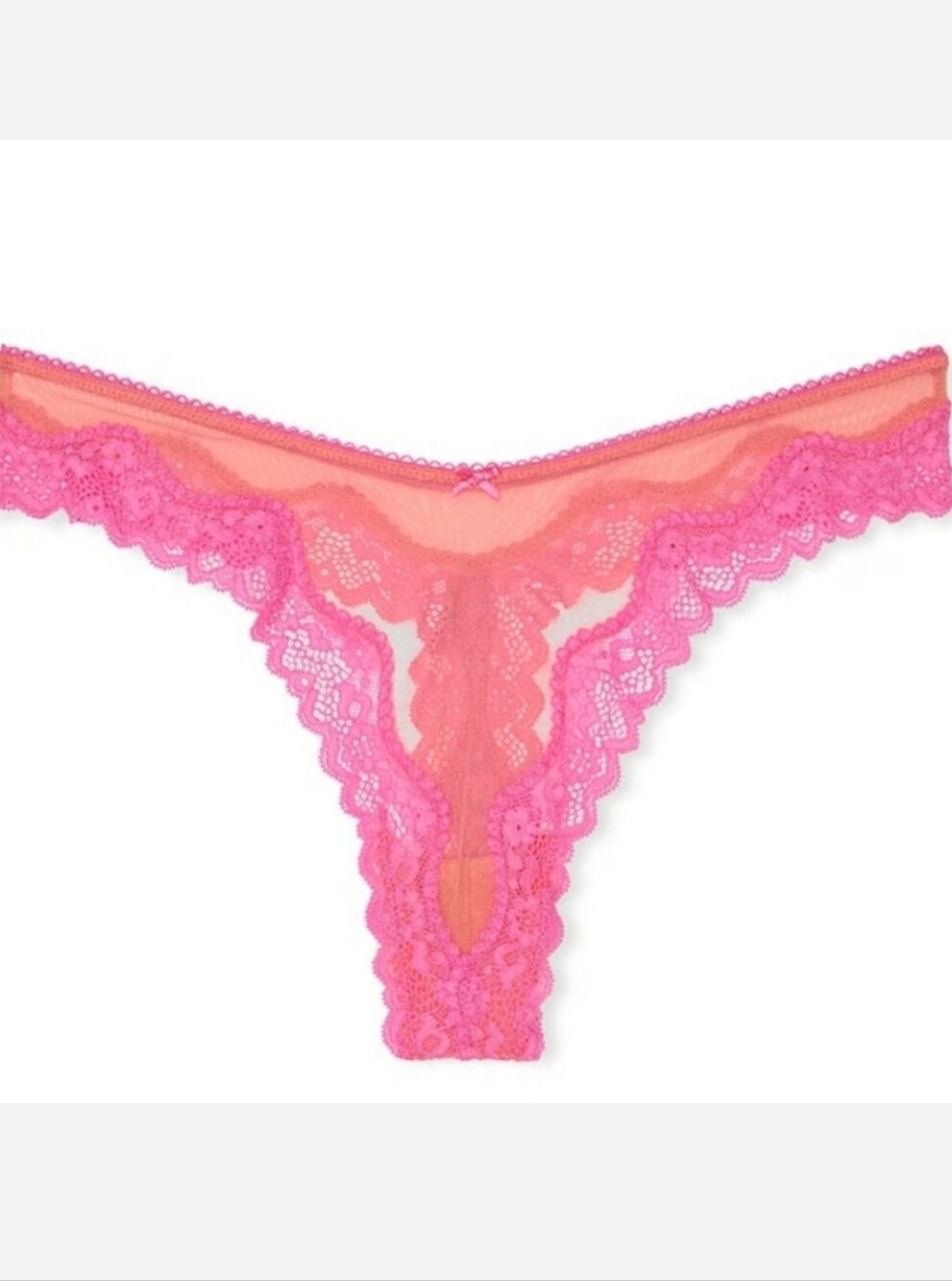Victoria's secret very sexy tease Mesh high-leg Lace trim thong panty XLARGE